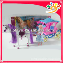 Fashion doll battery operated cartoon horse carriage with music and light